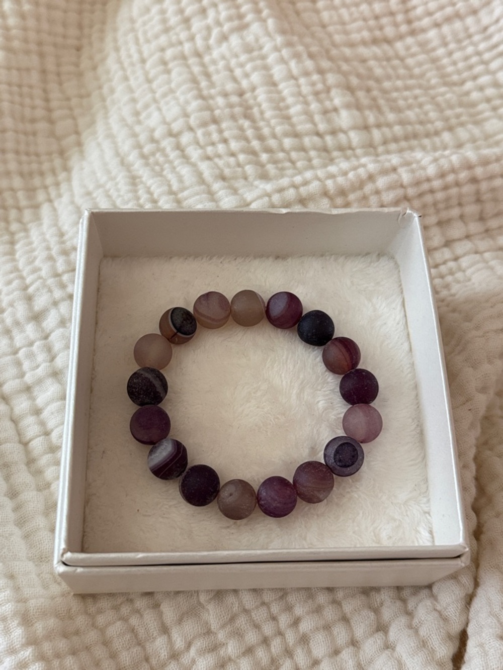 Purple beaded bracelet Matte light earthy fairy dark black